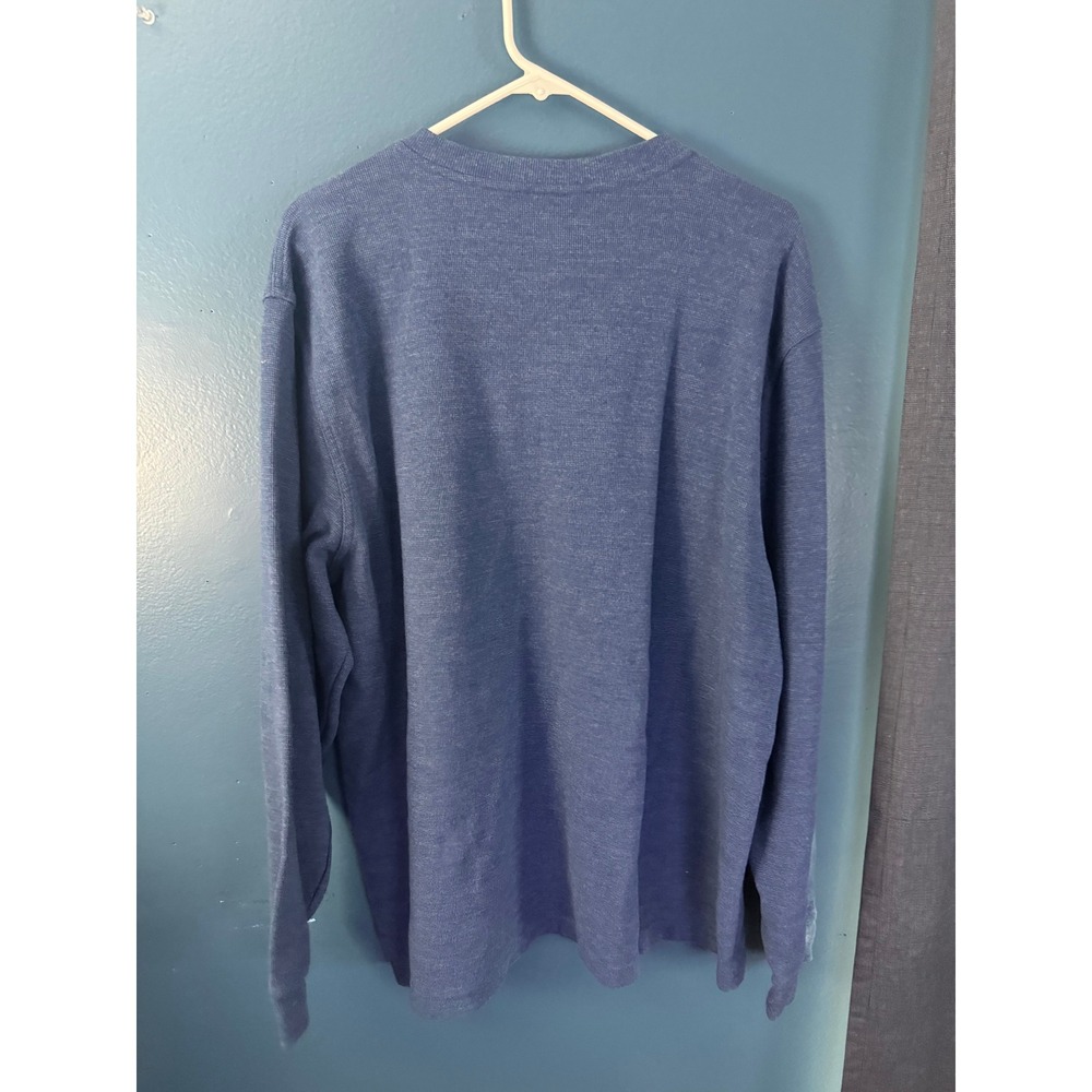 LL Bean Mens Long Sleeve Henley Shirt XL Reg Blue Traditional Fit
